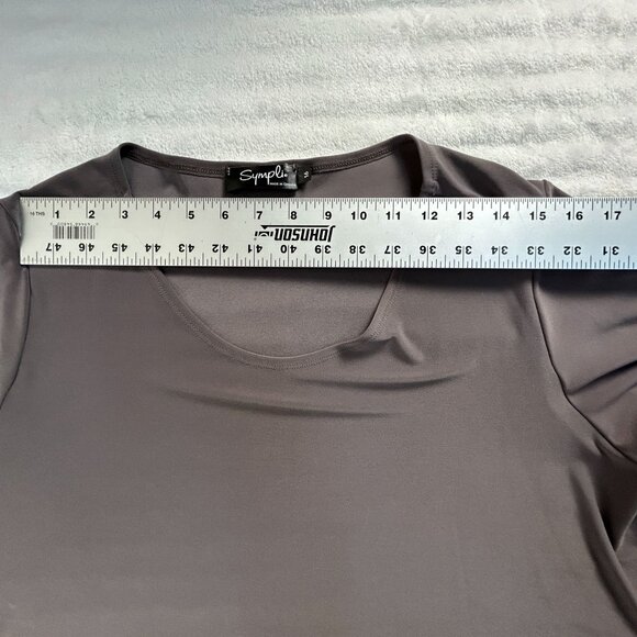 Sympli Womens Brown 3/4 Sleeve Laser Cut Hem Top Size 16 Stretch Relaxed Fit - Picture 6 of 8
